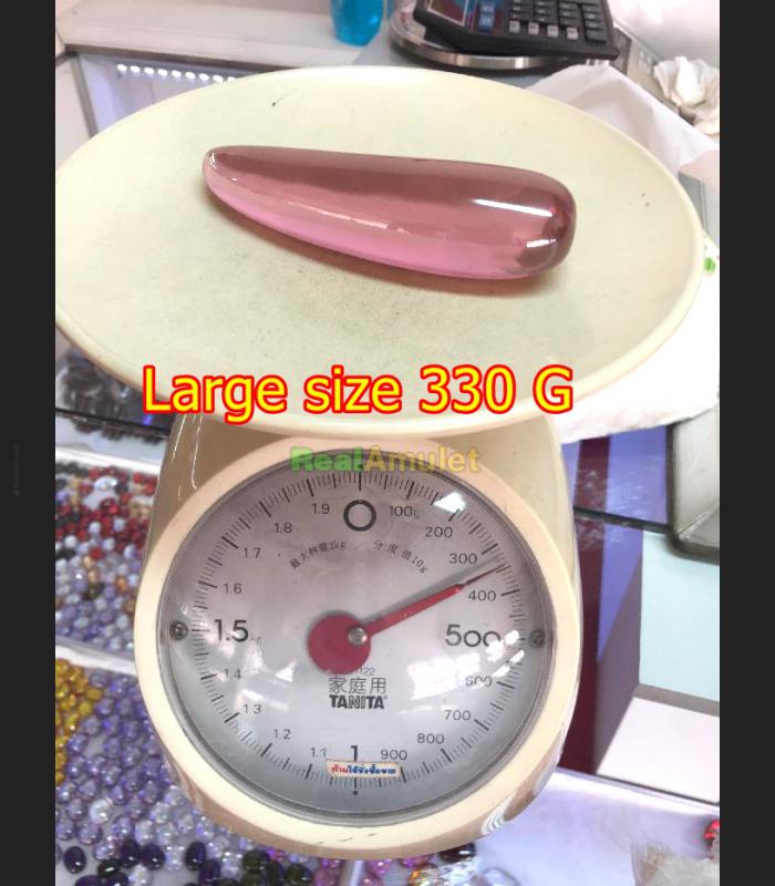 JUMBO LARGE LEKLAI KEAW KAEW NAGA HEALING STONE AMULET CRYSTAL PINK ROSE SOMPORN 330G