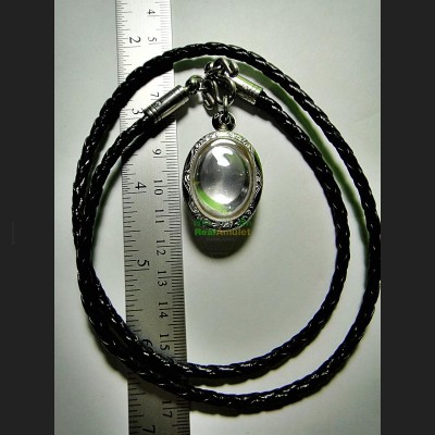 Naga Eye Leklai Magic Lucky Protect Stone Pendant Toffy Clear Thai Amulet #0016