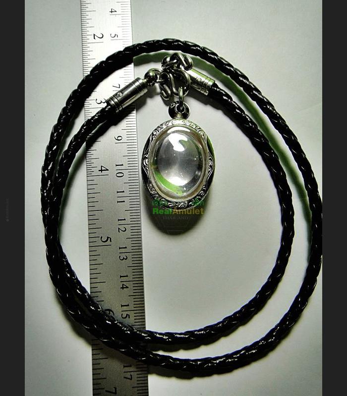 Naga Eye Leklai Magic Lucky Protect Stone Pendant Toffy Clear Thai Amulet #0016
