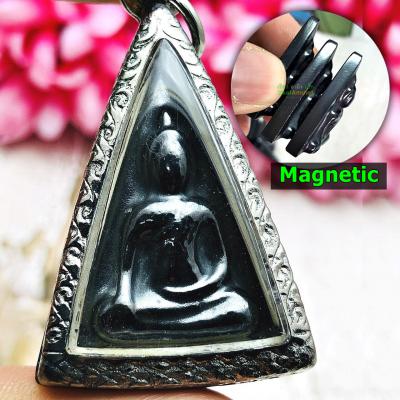 Leklai Kotipe Black Shine Mekaphat Magnetic Buddha NangPaYa Thai Amulet #0043