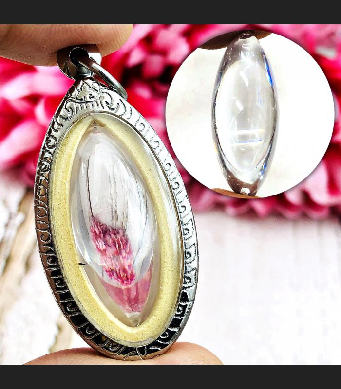 Leklai Naga Eye Gems Stone Cave Limpid Healing Crystal Rugby Thai Amulet #0054