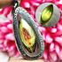 Leklai Naga Eye Gem Healing Stone Somporn Green Crystal Rugby Thai Amulet #0056