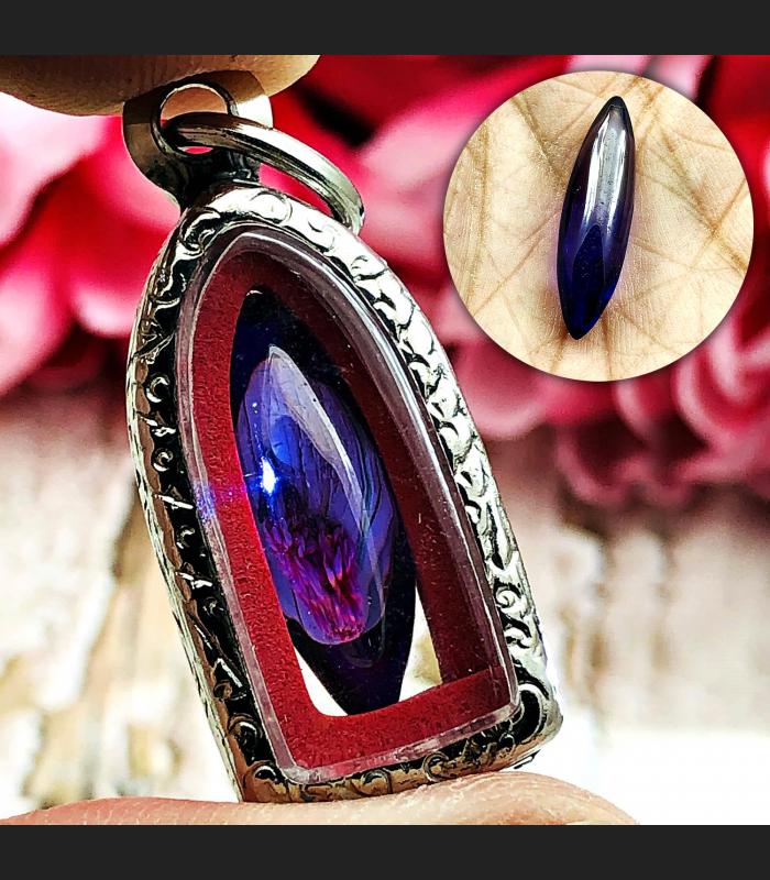 Naga Eye Stone Healing Energy Wealth Leklai Claw Protect Purple Thai Amulet 0065