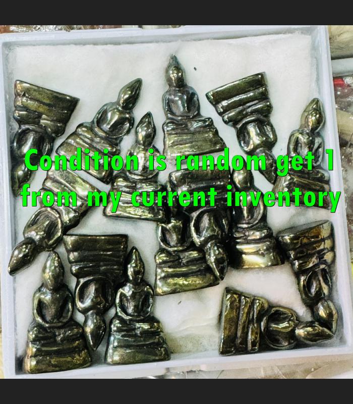 Natural Buddha Leklai Metal Umklum Cave Sacred Lp Huan Rainbow Thai Amulet #0083