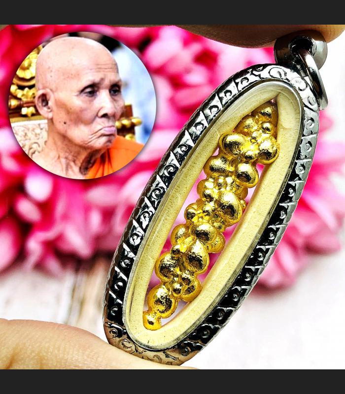 Leklai Magic Metal Melt Gold Immortal Protection Life Luck Huan Thai Amulet 0113