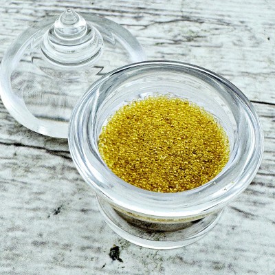 Sarira Buddha Relic Holy Heal Nature Crystal Bead Stupa Yellow Thai Amulet #0118