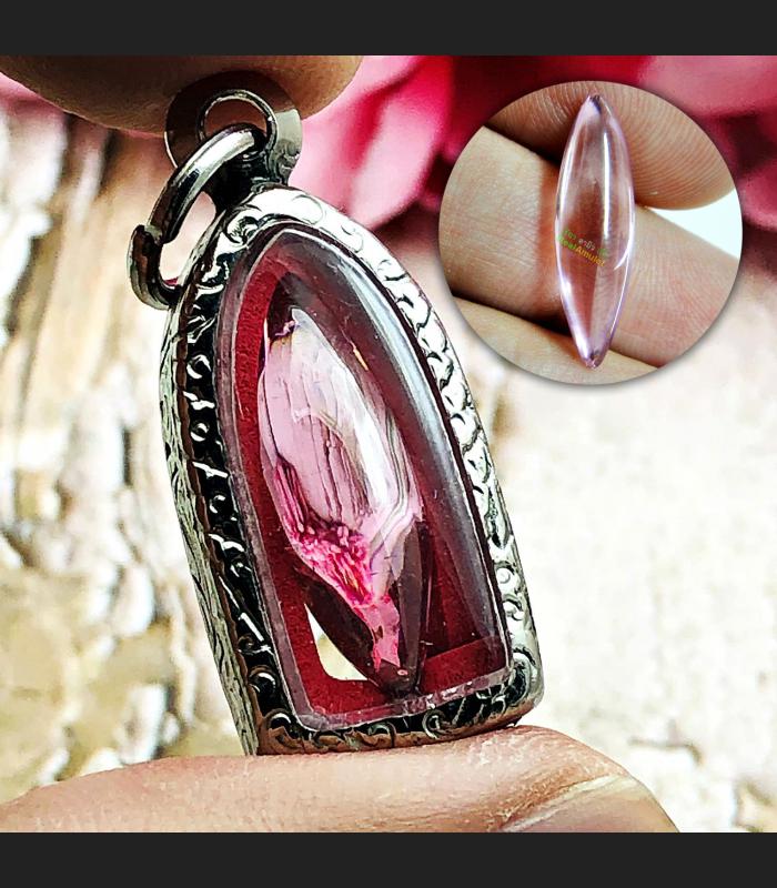 CRYSTAL AMULET STONE HEALING GEMS ENERGY NAGA EYE LEKLAI CLAW KHUPI PINK ROSE