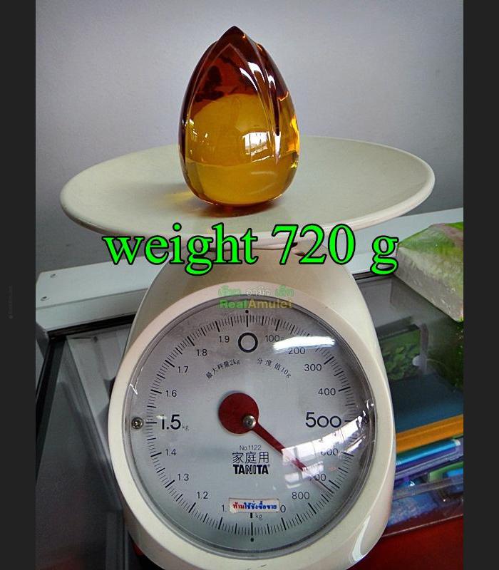 NATURAL NAGA EYE GEM STONE LEKLAI AMULET BIG LOTUS YELLOW MONK BLESS 650 G