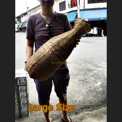 VTG Bamboo Wicker Basket Tribal Wooden Loach Fish Eel Trap Eastern Fishing Cage