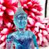 Sit Buddha Statue Colored Peaceful Smiling Deity Blue Decor Art Thai Amulet 0184