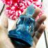 Sit Buddha Statue Colored Peaceful Smiling Deity Blue Decor Art Thai Amulet 0184