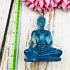 Sit Buddha Statue Colored Peaceful Smiling Deity Blue Decor Art Thai Amulet 0184