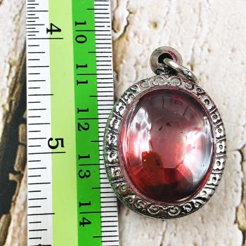Naga Eye Leklai Magic Lucky Protection Stone Wealth Toffy Red Thai Amulet #0407