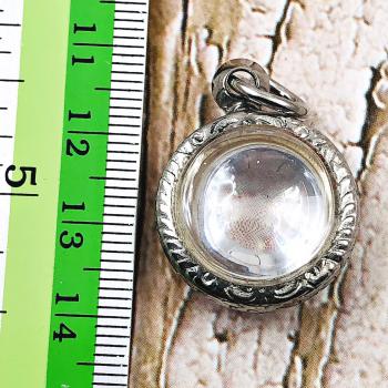 Leklai Naga Eye Crystal Healing Stone Button Health Well Limpid Thai Amulet 1415