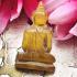 Leklai Naga Eye Healing Stone Buddha Yellow Lucky Gambling Win Thai Amulet #1822