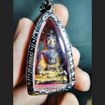 THAI AMULET HAND CARVE LEKLAI NAGA EYE GEMS STONE OLD BUDDHA ANCIENT VIOLET