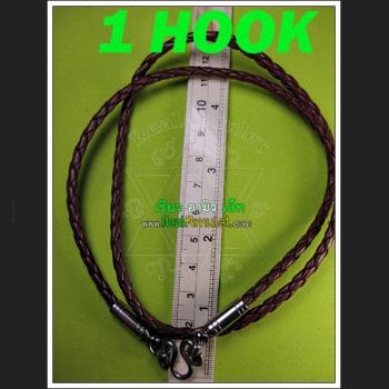LEATHER WEAVE NECKLACE STRING FOR  THAI AMULET 1 HOOK BROWN
