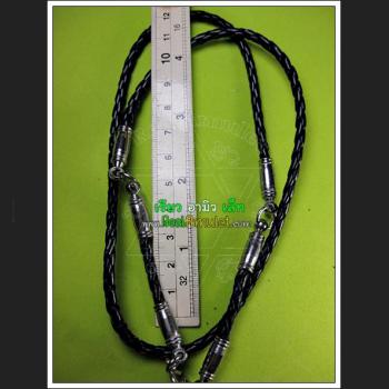 LEATHER WEAVE NECKLACE STRING FOR THAI AMULET 3HOOK BLACK