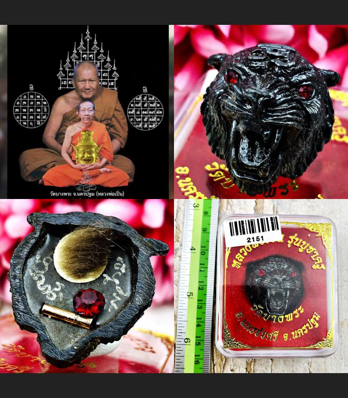 Magic Tiger Hair Face Protection Fortune Pern Watbangpha Be2554 Thai Amulet 2151