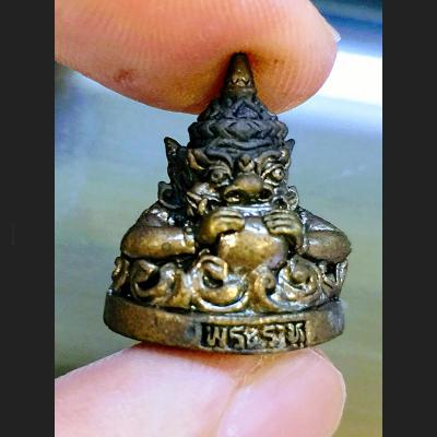 THAI AMULET MINIATURE BRONZE RAHU MOON LUCKY GAMBLING WEALTH RICH LP SWAI
