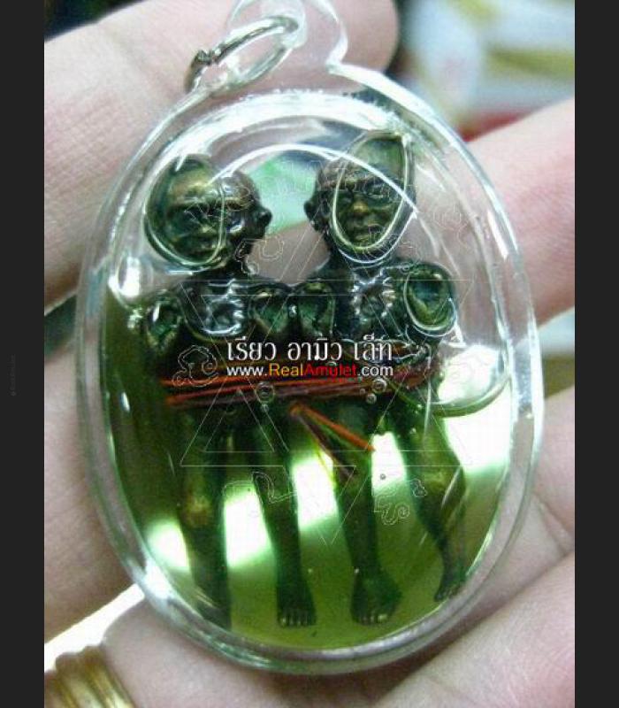 LOKOK DOUBLE TWIN GHOST SPIRIT AMULET THAI REA, IN LUCKY OIL KUBA DHAMA 8543