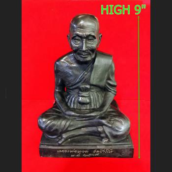 Old Large Bronze Monk Statue Meditation Lp Tuad 7x9 Inch Be2539 Thai Amulet 8587
