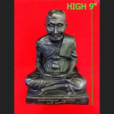 Old Large Bronze Monk Statue Meditation Lp Tuad 7x9 Inch Be2539 Thai Amulet 8587