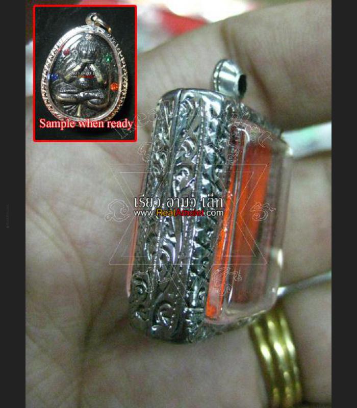 STAINLESS FRAME CASE FOR WEAR THAI AMULET (NOT WATERPROOF)SURFACE CARVING #8839