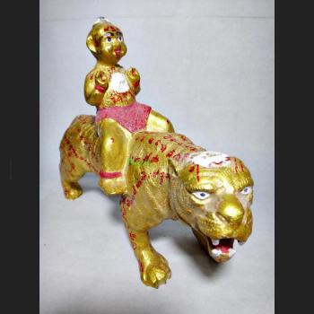 LARGE GUMAN THONG TIGER RIDER BRONZE STATUE BUCHA BABY SPIRIT THAI AMULET LP YAM