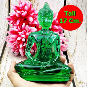 Meditation Buddha Statue Peaceful Smile Home Decoration Green Thai Amulet #9001