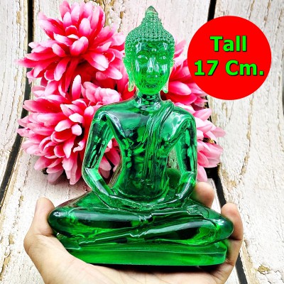 Meditation Buddha Statue Peaceful Smile Home Decoration Green Thai Amulet #9001