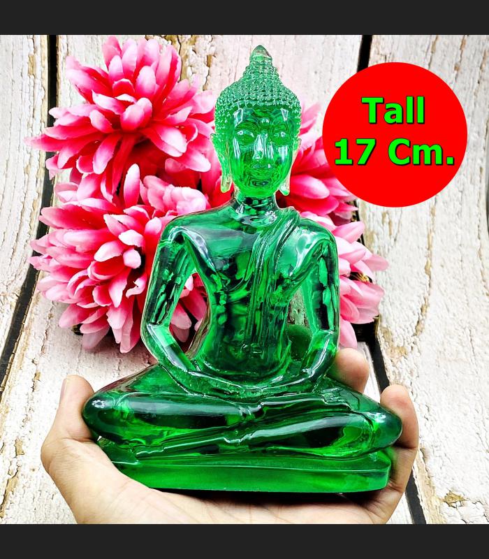 Meditation Buddha Statue Peaceful Smile Home Decoration Green Thai Amulet #9001