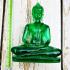 Meditation Buddha Statue Peaceful Smile Home Decoration Green Thai Amulet #9001
