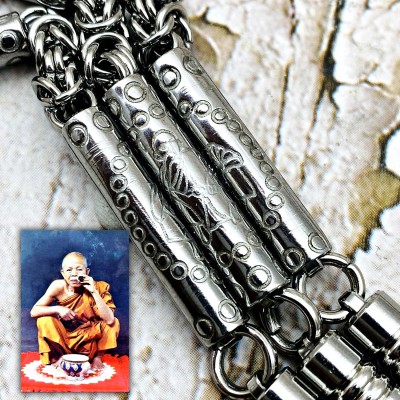 Yantra Protection Necklace Stainless Steel Multi 1-9 Hook Koon Thai Amulet #9031