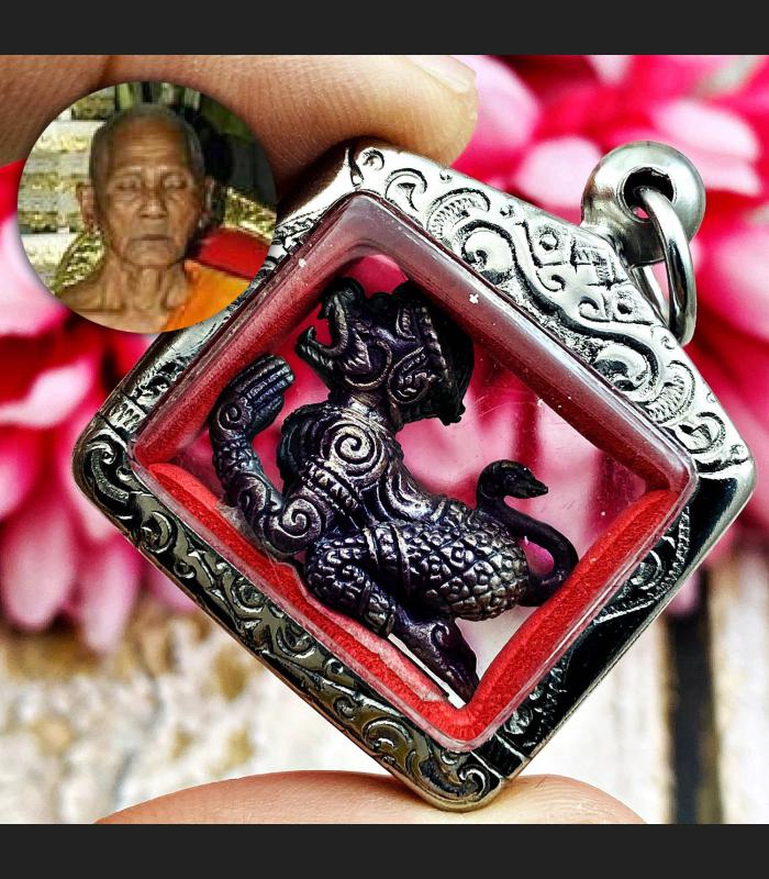 Hanuman Monkey King Rich Fortune Win Money Lp Key Be2549 Black Thai Amulet #9042