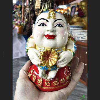 THAI AMULET BRONZE STATUE GUMAN THONG LUCKY BALL SHAPE LP PERN COLORED