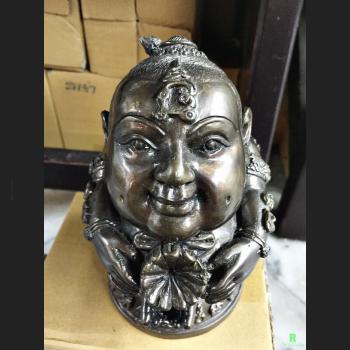 THAI AMULET BRONZE STATUE GUMAN THONG LUCKY BALL SHAPE LP PERN BLACK NO PAINT