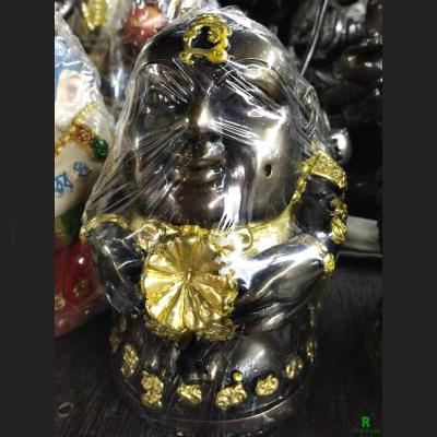 THAI AMULET BRONZE STATUE GUMAN THONG LUCKY BALL SHAPE LP PERN BLACK GOLD