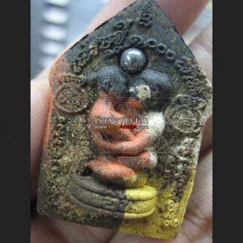 LOVE ATTRACT KHUN-PAEN CHARMING LEKLAI THAI AMULET LP KEY BEHIND YINT BE2551 MIXED 4 COLOR MEAT 9201