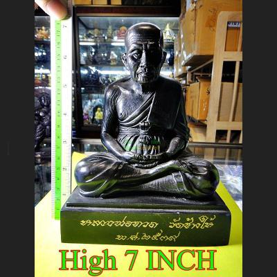 Old Large Bronze Monk Statue Meditation Lp Tuad 5x7 Inch Be2539 Thai Amulet 9244