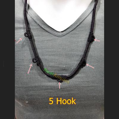 NECKLACE NYLON CHAIN STRING WEAR HANG THAI AMULET HANDMADE 30CM BLACK 5HOOK