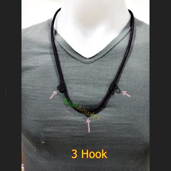 NECKLACE NYLON CHAIN STRING WEAR HANG THAI AMULET HANDMADE 30CM BLACK 3HOOK