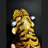 LARGE BRONZE STAUE THAI AMULET TIGER BOSS LEADER POWERFUL CONTROL MIND LP PERN YELLOW PAINT