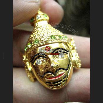 REAL THAI AMULET CHARMING PHA LUCK 18K GOLD FACE GOD LP TADD 9591