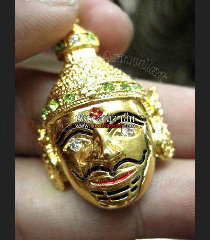 REAL THAI AMULET CHARMING PHA LUCK 18K GOLD FACE GOD LP TADD