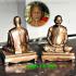 LARGE 18CM STATUE BROBZE PEACEFUL MONK MEDITATION LUCKY FORTUNE THAI AMULET LP KEY BE2548