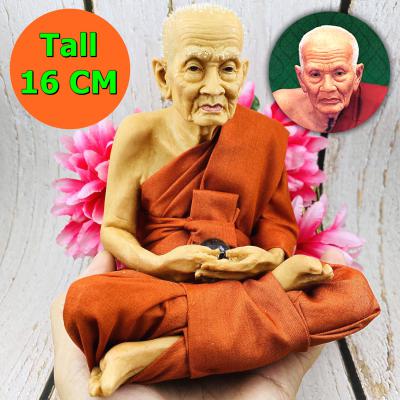Lifelike Wax Art Monk Statue Meditation Lp Tuad WatChanghai Thai Amulet #9860