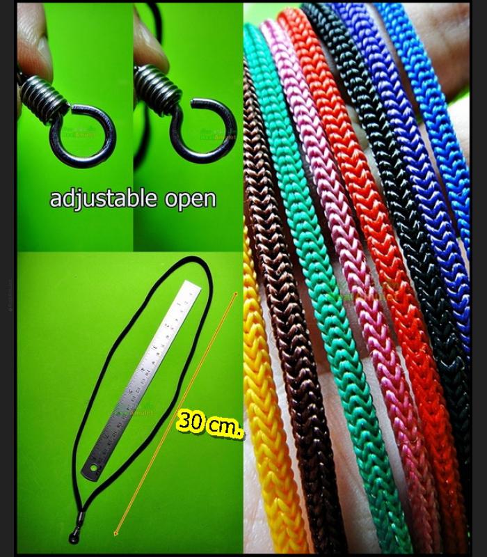 THAI AMULET NECKLACE WEAR NYLON STRING 30CM ADJUSTABLE STEEL CHAIN HANGING