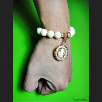 TALISMAN BANGLE BEAD PENDANT THAI AMULET LP PERN JEWELRY 18KGOLD GUANYIN