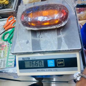 JUMBO LARGE NAGA EYE HEALING LUCKY RIVER CAVE THAI AMULET GEM STONE LEKLAI CRYSTAL DEITY BLESSED EGG SHAPE ORANGE 1660G